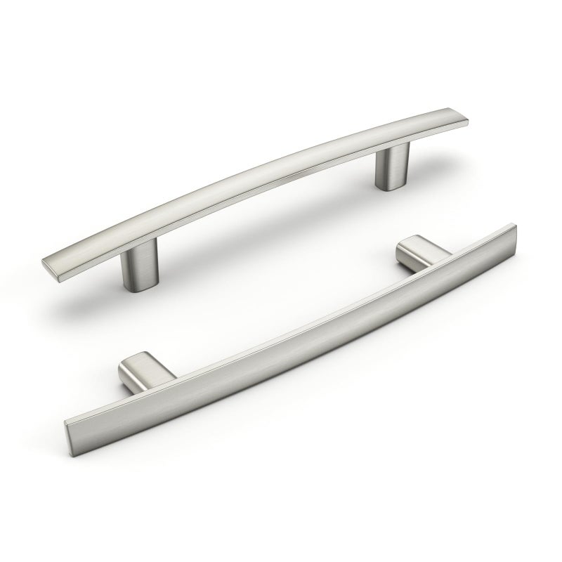homdiy 10 Pack Solid Heavy Duty Zinc Alloy Cabinet Handles, Brushed Nickel Cabinet Pulls, 3 Inch Hole Center Arch Drawer Pulls Modern Hardware for Kitchen Bathroom Cupboard - Image 1
